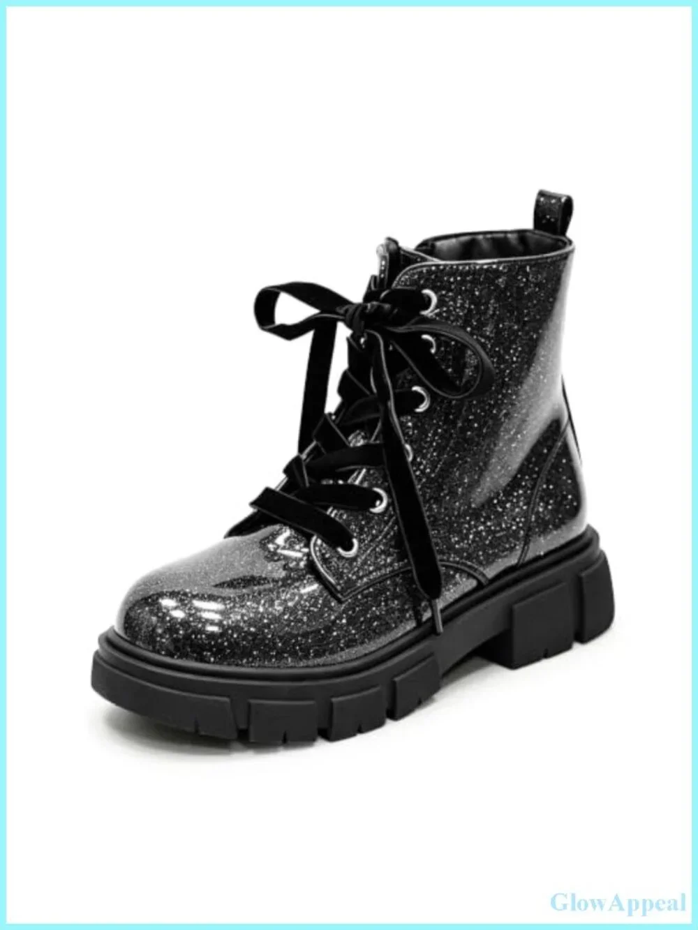 Girls Faux Leather Combat Boots Ankle Booties Side Zipper Non-Slip Sole